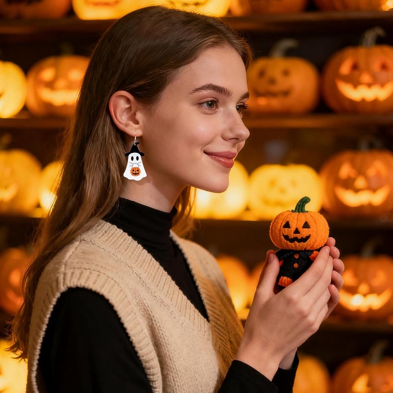mintolex Acrylic Halloween Earrings Black Skull Bat Drop Dangle Earrings for Women Fun Cute Spooky Halloween Holiday Costume Jewelry - Image 4